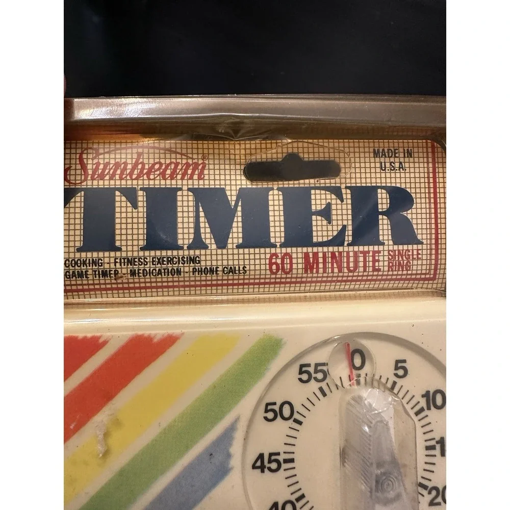 New VINTAGE SUNBEAM PLASTIC KITCHEN FOOD TIMER Rainbow